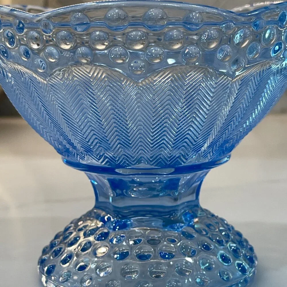 Gorham Crystal Blue Hobnail Egg Shaped Candy Dish - Picture 11 of 16